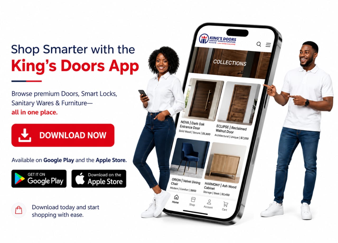 Shop Royal King's Copper Door|||Buy ₦4M+ Online. Get 2% Off. |||Top Deals on Premium WCs|||FREE DELIVERY!|||Turn your Network into Income|||Enugu, We Are Now Open.|||Secure Your Home with Confidence|||Download the King's Doors App Today|||One Partnership. Endless Security.|||2% Referral Commission|||Upgrade Your Kitchen Tap Today.
